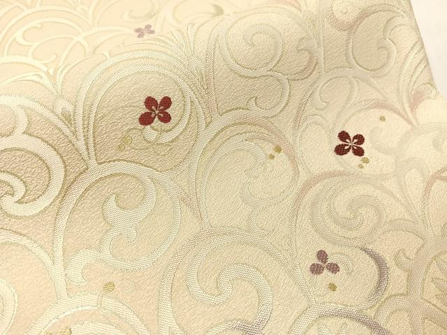 平和屋着物●西陣織 六通柄袋帯 花唐草文 金糸 正絹 逸品 未使用 CABI4164vp