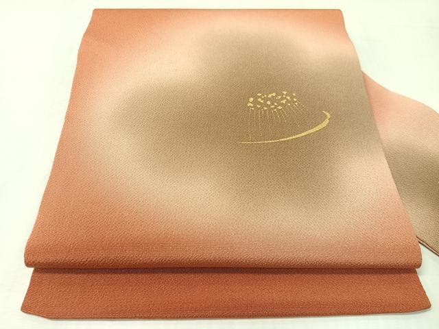 平和屋着物●九寸名古屋帯 舞花文 金彩 鬼しぼ縮緬 正絹 逸品 CABI4172vp