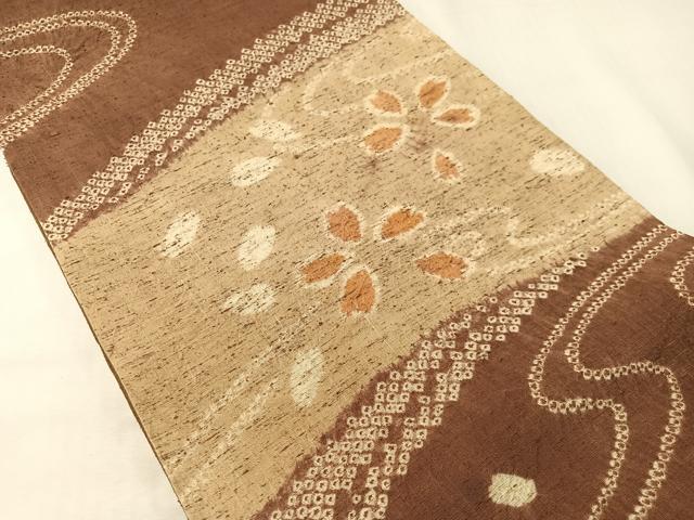 平和屋着物●六通柄袋帯 ぜんまい紬 絞り 流水舞桜 やまと誂製 正絹 逸品 CABI4177vp