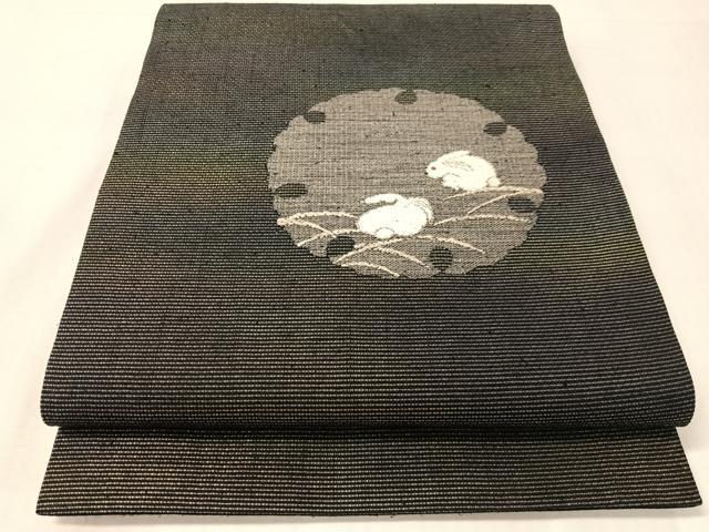 平和屋着物●太鼓柄袋帯 雪輪兎 金銀糸 正絹 逸品 CABI4183vp