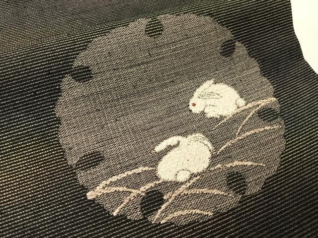 平和屋着物●太鼓柄袋帯 雪輪兎 金銀糸 正絹 逸品 CABI4183vp