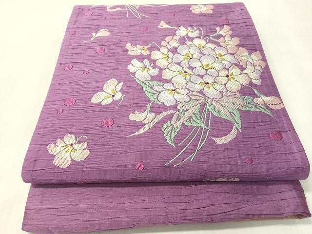 平和屋着物●両面 六通柄袋帯 束ね花文 正絹 逸品 未使用 CABI4190vp