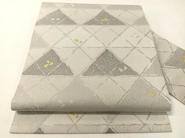 平和屋着物●九寸名古屋帯 鱗文様 金銀糸 正絹 逸品 CABI4194vp