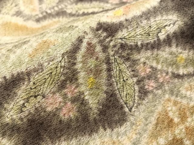 平和屋着物●太鼓柄袋帯 絞り 雲取り枝葉文 正絹 逸品 未使用 CABI4198vp