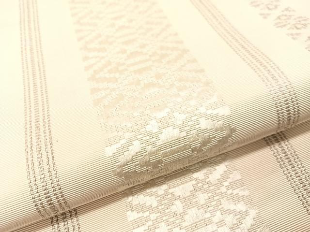平和屋着物●本場筑前博多織 つけ帯 献上 銀糸 正絹 逸品 CABI4199vp