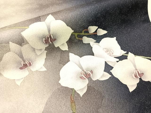 平和屋着物●京都の名門ブランド 銀花仙 太鼓柄袋帯 胡蝶蘭 銀通し地 正絹 逸品 未使用 CABI4202vp