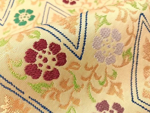 平和屋着物●両面 六通柄 本袋帯 唐織 祇亮爾 歌集花菱文 金糸 正絹 逸品 CABI4211vp