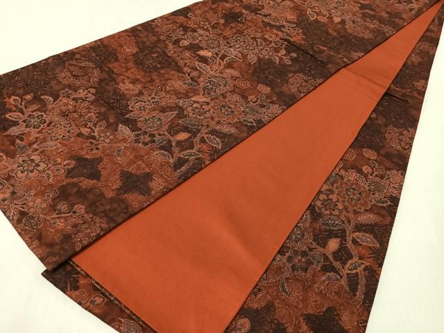 平和屋着物●全通柄袋帯 ふくれ織 更紗文 正絹 逸品 CABI4214vp