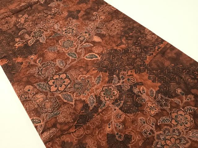平和屋着物●全通柄袋帯 ふくれ織 更紗文 正絹 逸品 CABI4214vp