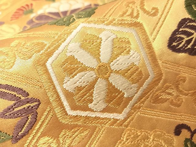 平和屋着物●西陣 坂下織物謹製 六通柄袋帯 唐織 手織 宝飾秀花文 金糸 証紙付き 正絹 逸品 CABI4220vp