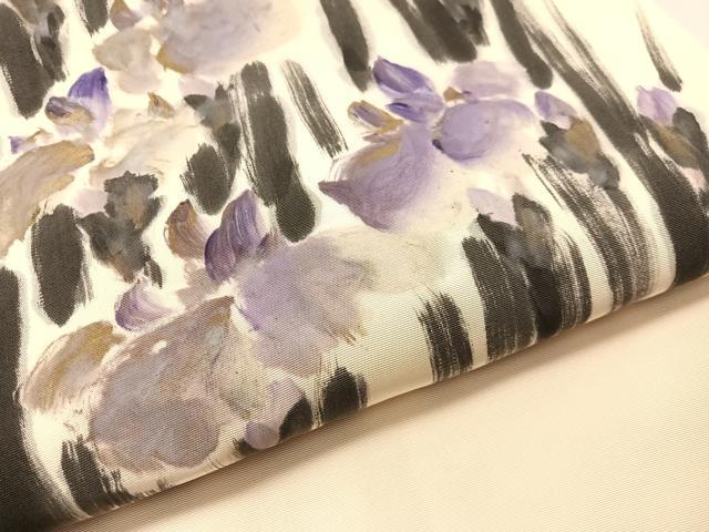平和屋着物●塩瀬 九寸名古屋帯 作家物 手描き 杜若 金彩 正絹 逸品 CABI4223vp