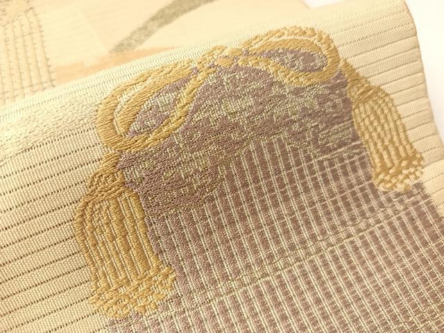 平和屋着物●アンティーク 大正ロマン 両面 六通柄 本袋帯 花蝶文 金彩 正絹 逸品 CABI4230vp