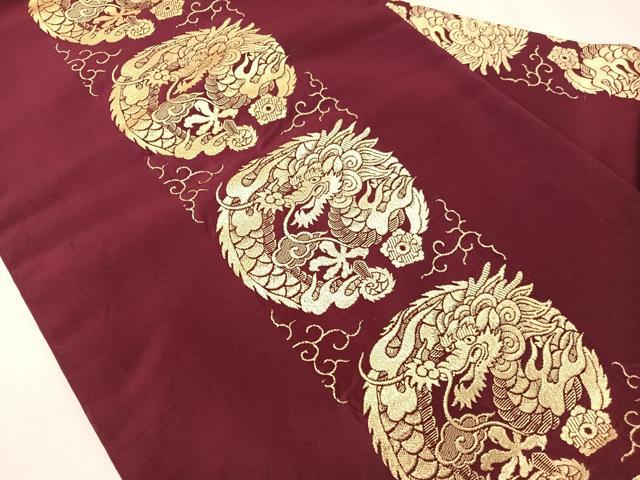 平和屋着物●アンティーク 大正ロマン 全通柄 九寸名古屋帯 雲龍 正絹 逸品 CABI4231vp