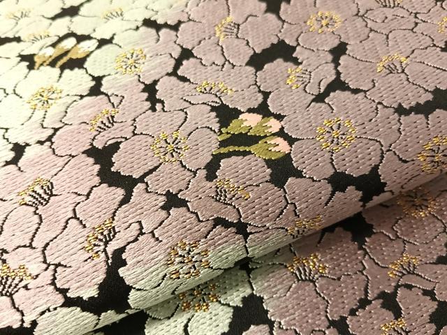 平和屋着物●西陣 津村織物謹製 六通柄袋帯 唐織 花尽くし 黒地 金糸 正絹 逸品 CABI4233vp
