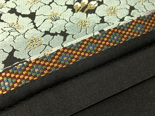 平和屋着物●西陣 津村織物謹製 六通柄袋帯 唐織 花尽くし 黒地 金糸 正絹 逸品 CABI4233vp