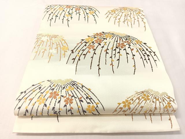 平和屋着物●六通柄 本袋帯 唐織 枝垂れ花 金糸 正絹 逸品 CABI4235vp