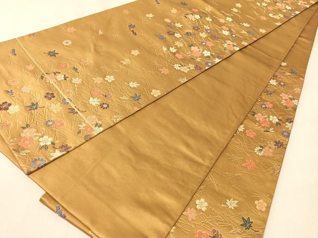 平和屋着物●六通柄袋帯 唐織 吹き寄せ 金糸 正絹 逸品 CABI4238vp