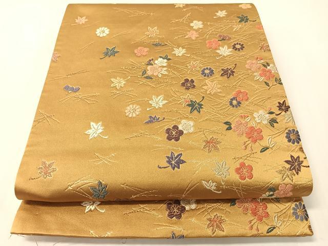 平和屋着物●六通柄袋帯 唐織 吹き寄せ 金糸 正絹 逸品 CABI4238vp