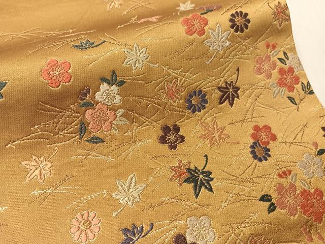 平和屋着物●六通柄袋帯 唐織 吹き寄せ 金糸 正絹 逸品 CABI4238vp