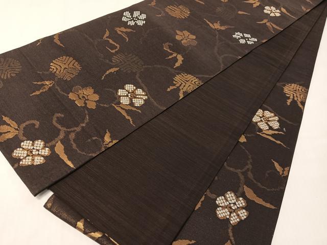 平和屋着物●六通柄袋帯 笹蔓文 金糸 正絹 逸品 CABI4252vp
