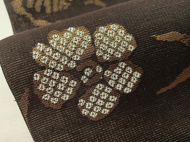 平和屋着物●六通柄袋帯 笹蔓文 金糸 正絹 逸品 CABI4252vp