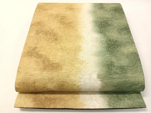 平和屋着物●両面 六通柄袋帯 紙布 霞文 金彩 正絹 逸品 CABI4253vp