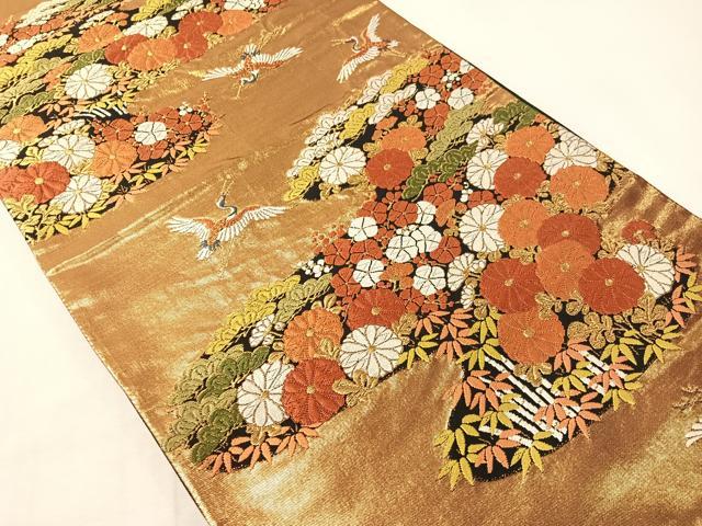 平和屋着物●西陣 河合美術織物謹製 六通柄袋帯 唐織 松竹梅飛鶴文 金糸 正絹 逸品 CABI4258vp