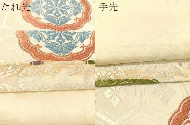 平和屋着物●六通柄袋帯 唐織 吉祥花蝶文 正絹 逸品 CABI4260vp
