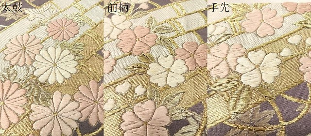 平和屋着物●六通柄袋帯 唐織 花筏文 金糸 正絹 逸品 CABI4263vp