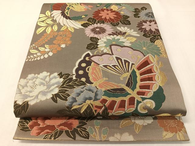 平和屋着物●西陣 志都香謹製 六通柄袋帯 有織秀花寿祥文 金糸 正絹 逸品 CABI4267vp