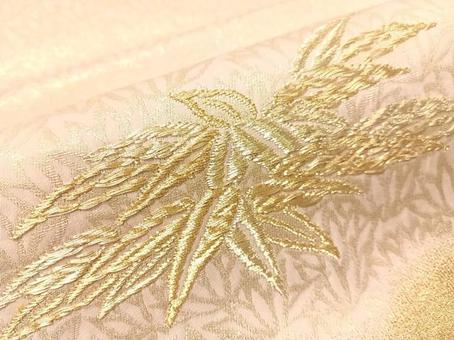 平和屋着物●六通柄袋帯 万海 天然染 絹浮織 草花文 金銀糸 正絹 逸品 CABI4268vp
