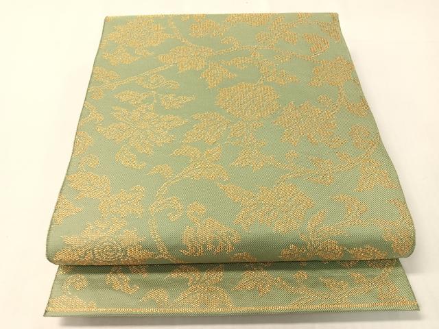 平和屋着物●茶道帛紗の老舗 大阪有香製 手織 八寸名古屋帯 更紗唐草文 金糸 正絹 逸品 CABI4281vp