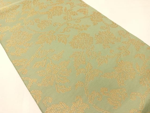 平和屋着物●茶道帛紗の老舗 大阪有香製 手織 八寸名古屋帯 更紗唐草文 金糸 正絹 逸品 CABI4281vp
