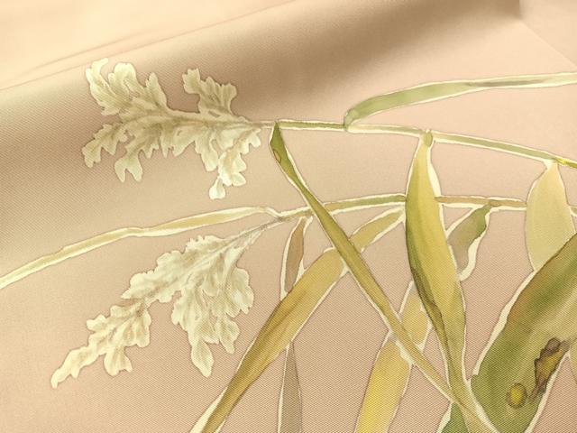 平和屋着物●手描友禅女流作家 一色生子 塩瀬 九寸名古屋帯 芒文 正絹 逸品 CABI4283vp