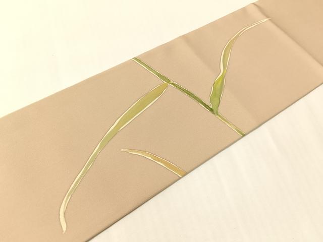 平和屋着物●手描友禅女流作家 一色生子 塩瀬 九寸名古屋帯 芒文 正絹 逸品 CABI4283vp