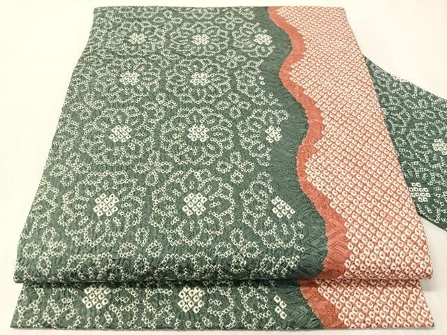 平和屋着物●九寸名古屋帯 総絞り よろけ縞花文 正絹 逸品 CABI4293vp