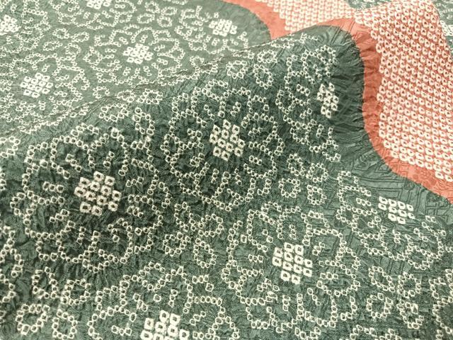 平和屋着物●九寸名古屋帯 総絞り よろけ縞花文 正絹 逸品 CABI4293vp