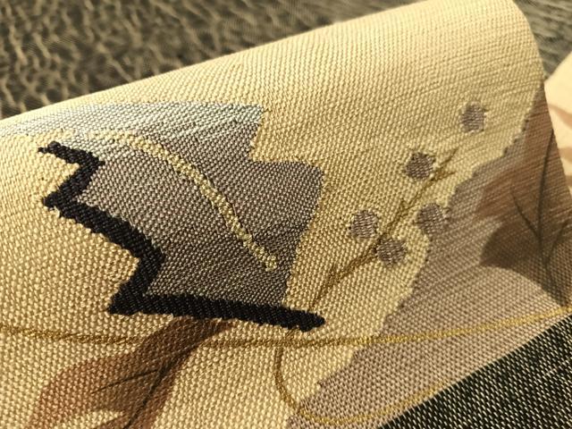 平和屋着物●九寸名古屋帯 紬地 すくい織 色紙花文 金糸 正絹 逸品 CABI4294vp