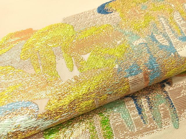 平和屋着物●龍村平蔵製 六通柄 本袋帯 松籟錦 金銀糸 正絹 逸品 CABI4310vp
