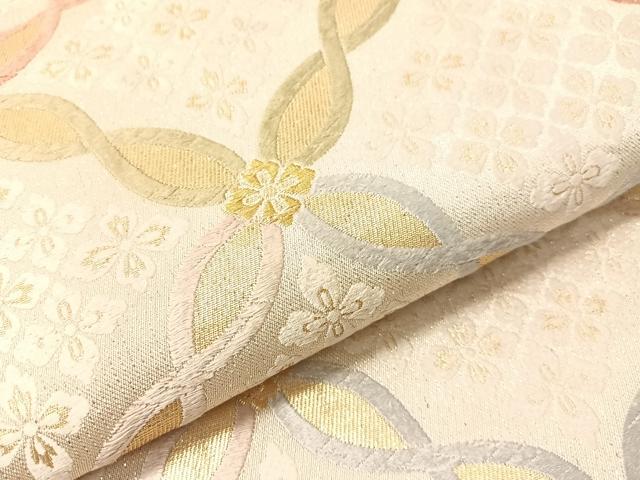 平和屋着物●六通柄袋帯 唐織 織彩 ねじり七宝花文 金糸 正絹 逸品 CABI4312vp