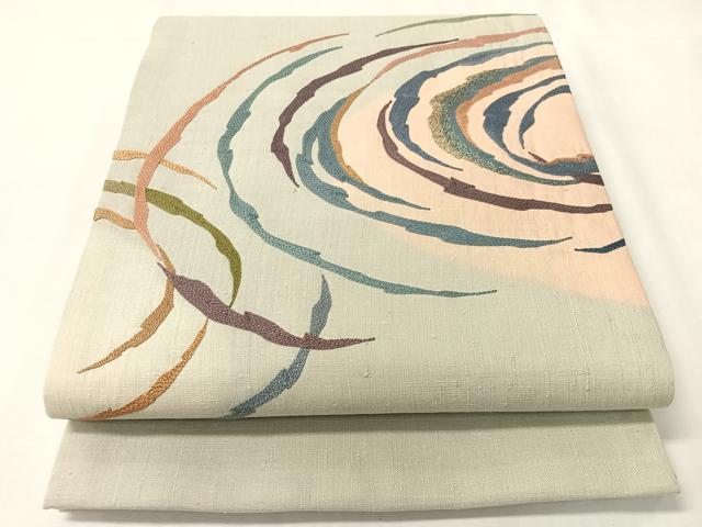 平和屋着物●総刺繍 太鼓柄袋帯 紬地 水面文様 正絹 逸品 CABI4315vp