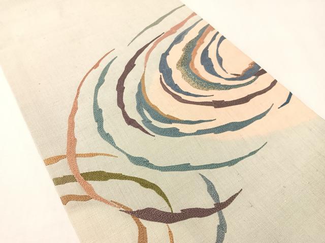 平和屋着物●総刺繍 太鼓柄袋帯 紬地 水面文様 正絹 逸品 CABI4315vp