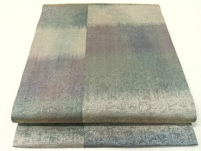 平和屋着物●紋屋井関 御寮織 九寸開き名古屋帯 市松草木文 金糸 正絹 逸品 CABI4316vp