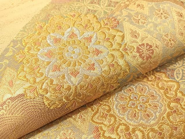 平和屋着物●西陣 服部織物謹製 六通柄袋帯 宝相華 金銀糸 正絹 逸品 CABI4320vp