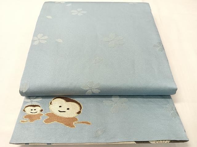 平和屋着物●両面 六通柄袋帯 紫野美術工芸 舞桜 猿 金糸 正絹 逸品 CABI4325vp