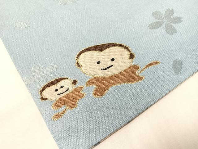 平和屋着物●両面 六通柄袋帯 紫野美術工芸 舞桜 猿 金糸 正絹 逸品 CABI4325vp