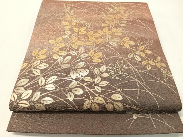 平和屋着物●太鼓柄袋帯 夢蒔絵 金彩 銀通し地 正絹 逸品 CABI4326vp