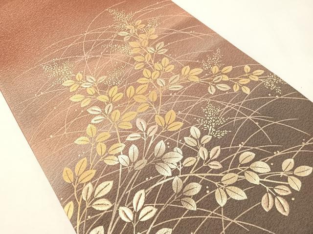 平和屋着物●太鼓柄袋帯 夢蒔絵 金彩 銀通し地 正絹 逸品 CABI4326vp