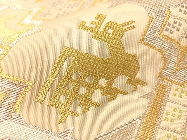 平和屋着物●龍村平蔵製 六通柄 本袋帯 有栖川鹿手 金銀糸 正絹 逸品 CABI4327vp