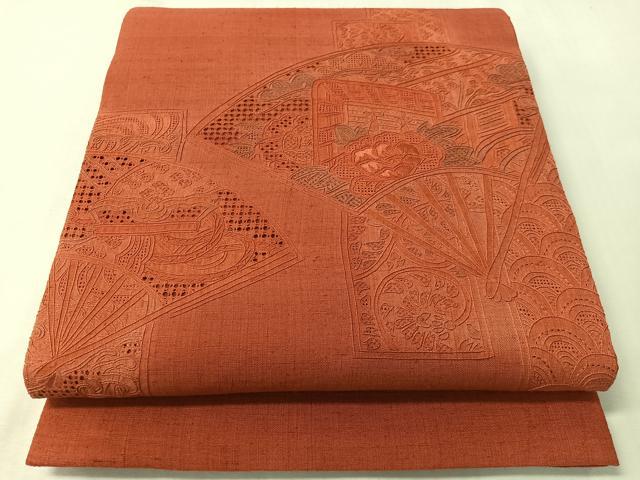 平和屋着物●中国三大刺繍 スワトウ相良刺繍 総刺繍 太鼓柄袋帯 紬地 扇面御所車花文 正絹 逸品 CABI4343vp